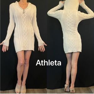 Athleta Cream Cable Knit Mini Dress
